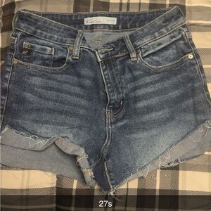 KanCan Dark Blue Distressed Denim Cutoff Short